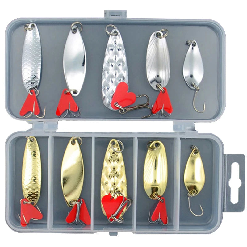 Cucharillas ondulantes oro y plata, set de 10 con caja – foto 4