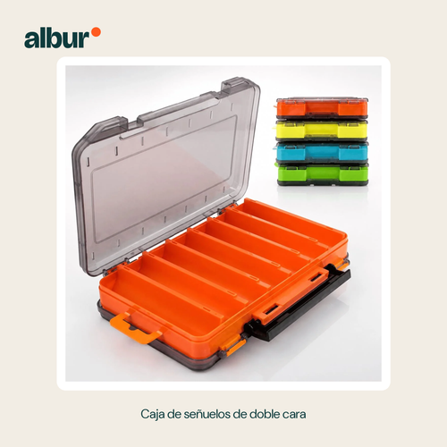 Caja de señuelos de doble cara con cierre seguro
