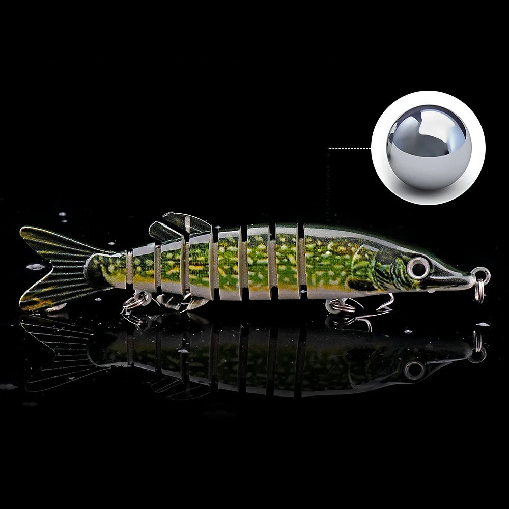 Crankbait articulado de perfil, con bola metálica interior